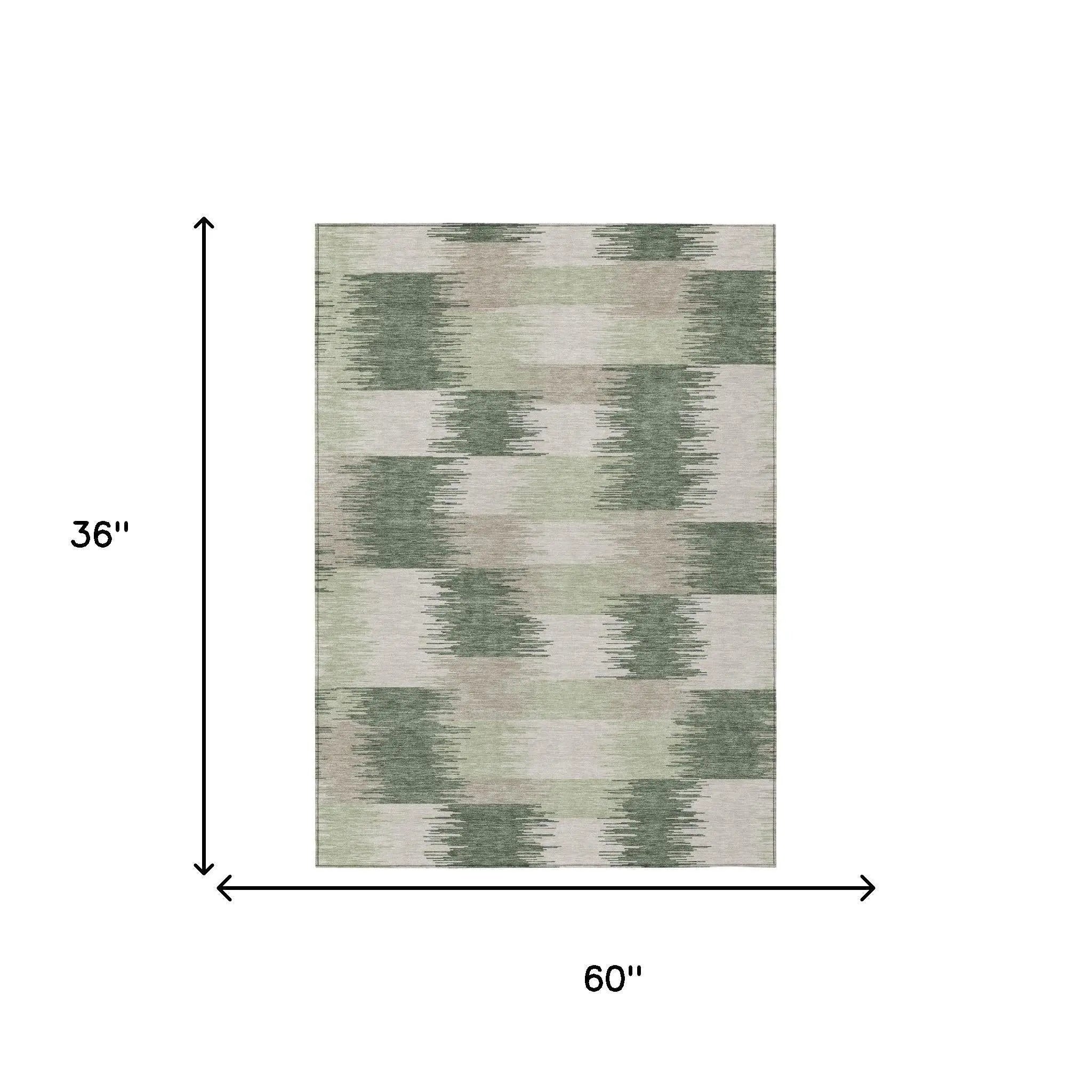 3' X 5' Green And Ivory Geometric Washable Indoor Outdoor Area Rug Homeroots Outdoor