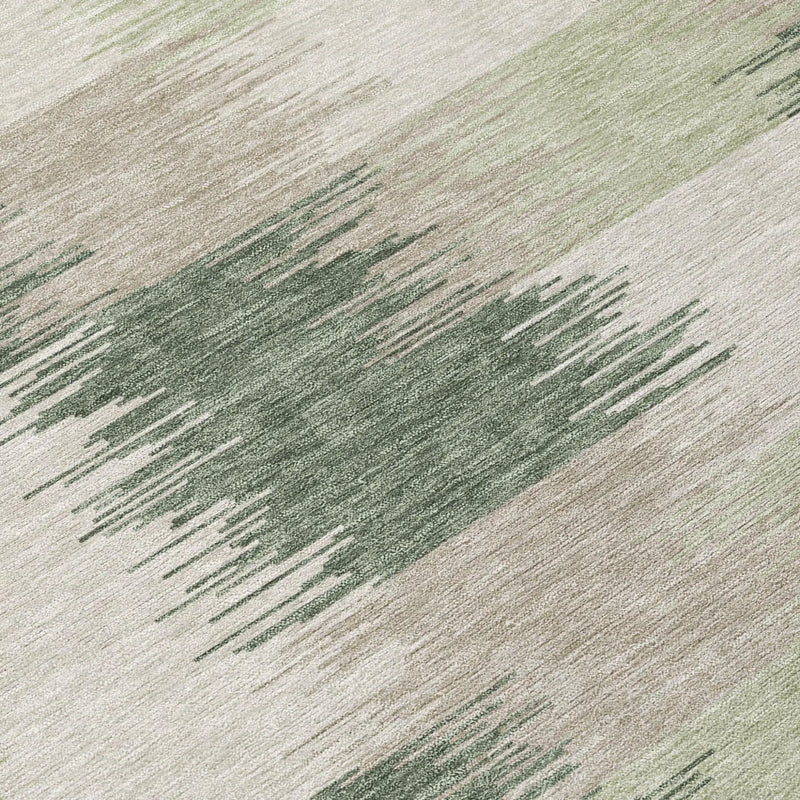 3' X 5' Green And Ivory Geometric Washable Indoor Outdoor Area Rug Homeroots Outdoor