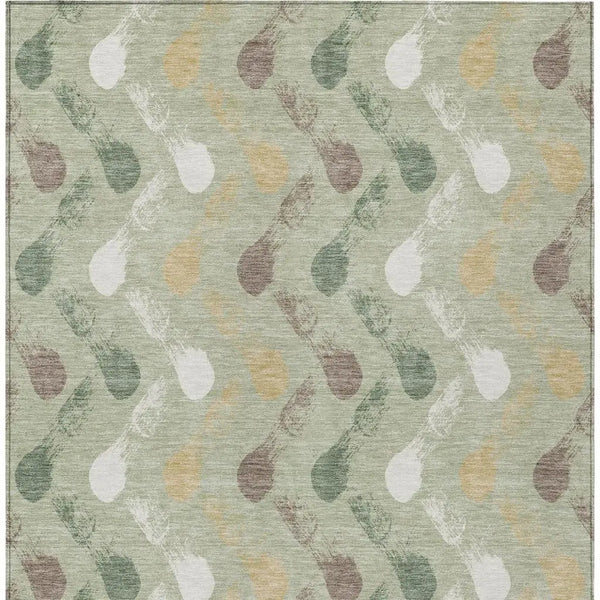 3' X 5' Green And Ivory Geometric Washable Indoor Outdoor Area Rug Homeroots Outdoor