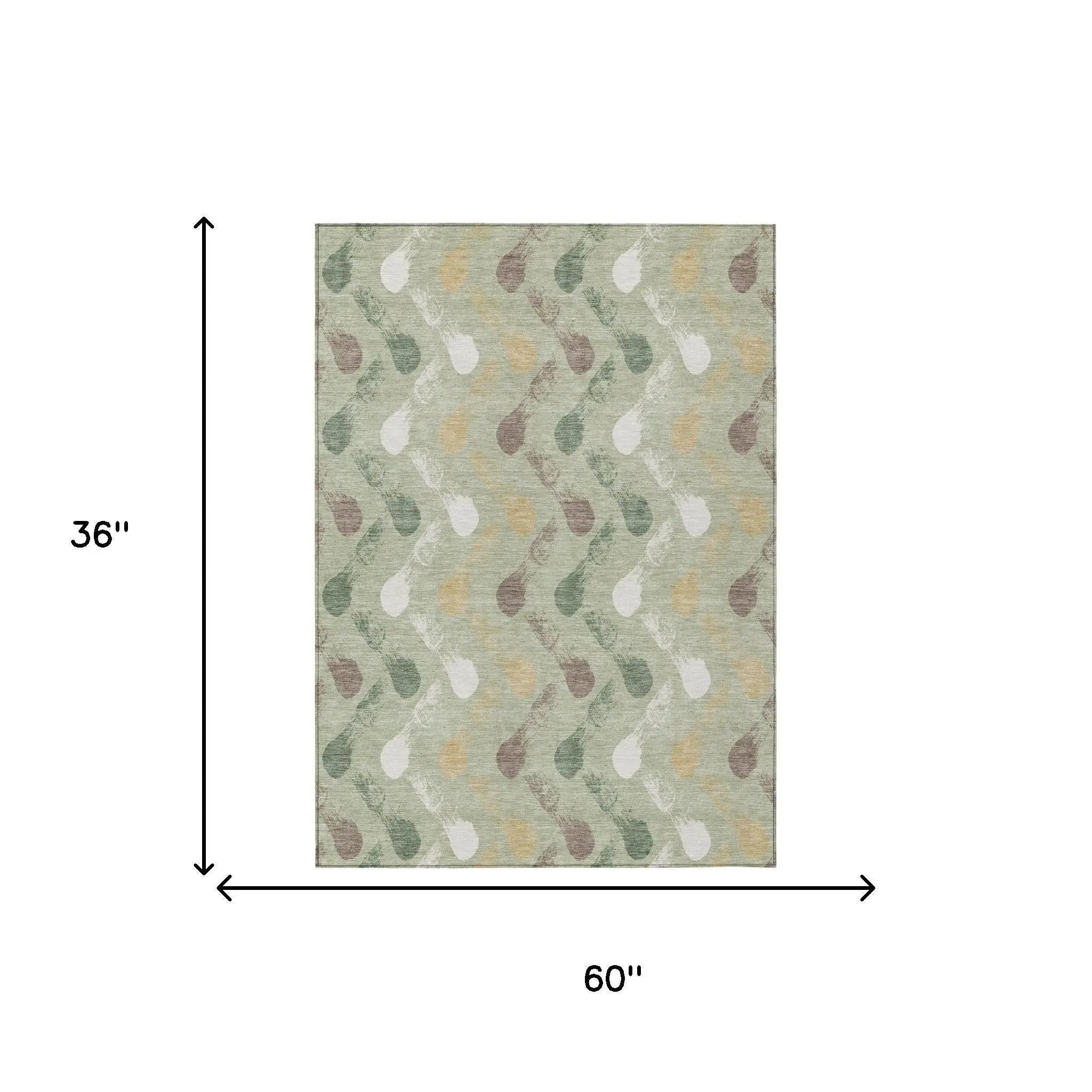 3' X 5' Green And Ivory Geometric Washable Indoor Outdoor Area Rug Homeroots Outdoor
