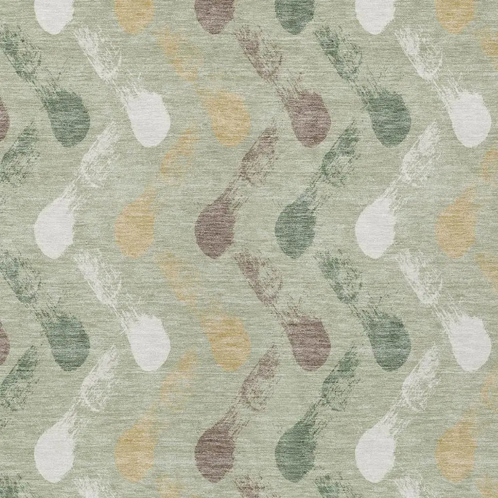 3' X 5' Green And Ivory Geometric Washable Indoor Outdoor Area Rug Homeroots Outdoor