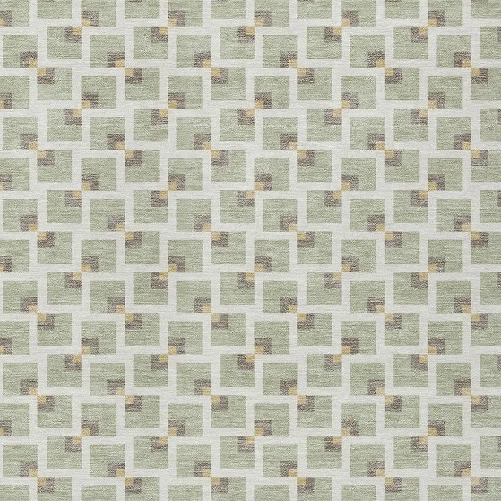 3' X 5' Green And Ivory Geometric Washable Indoor Outdoor Area Rug Homeroots Outdoor