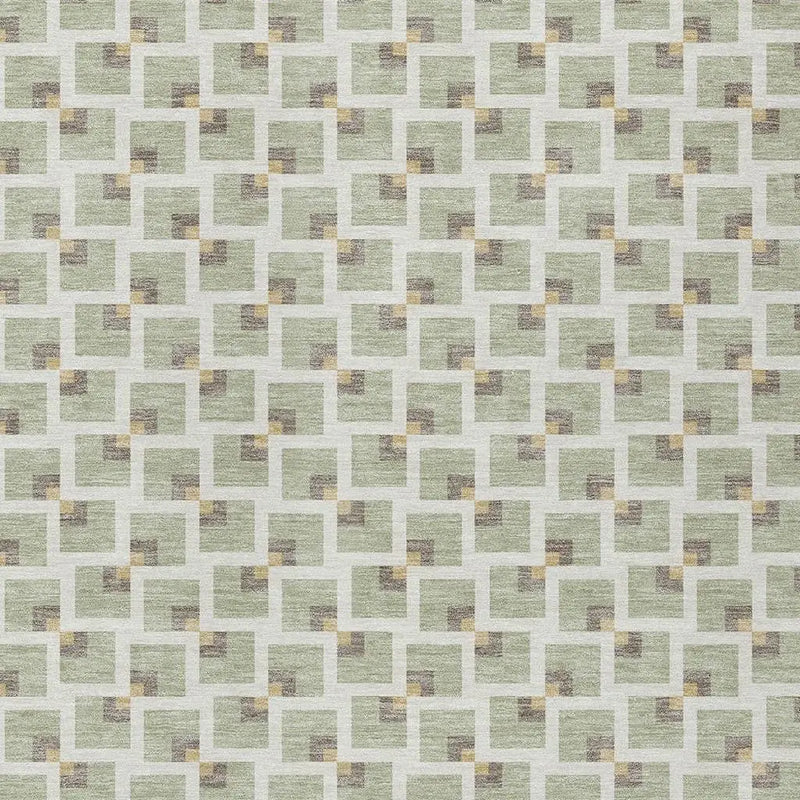 3' X 5' Green And Ivory Geometric Washable Indoor Outdoor Area Rug Homeroots Outdoor