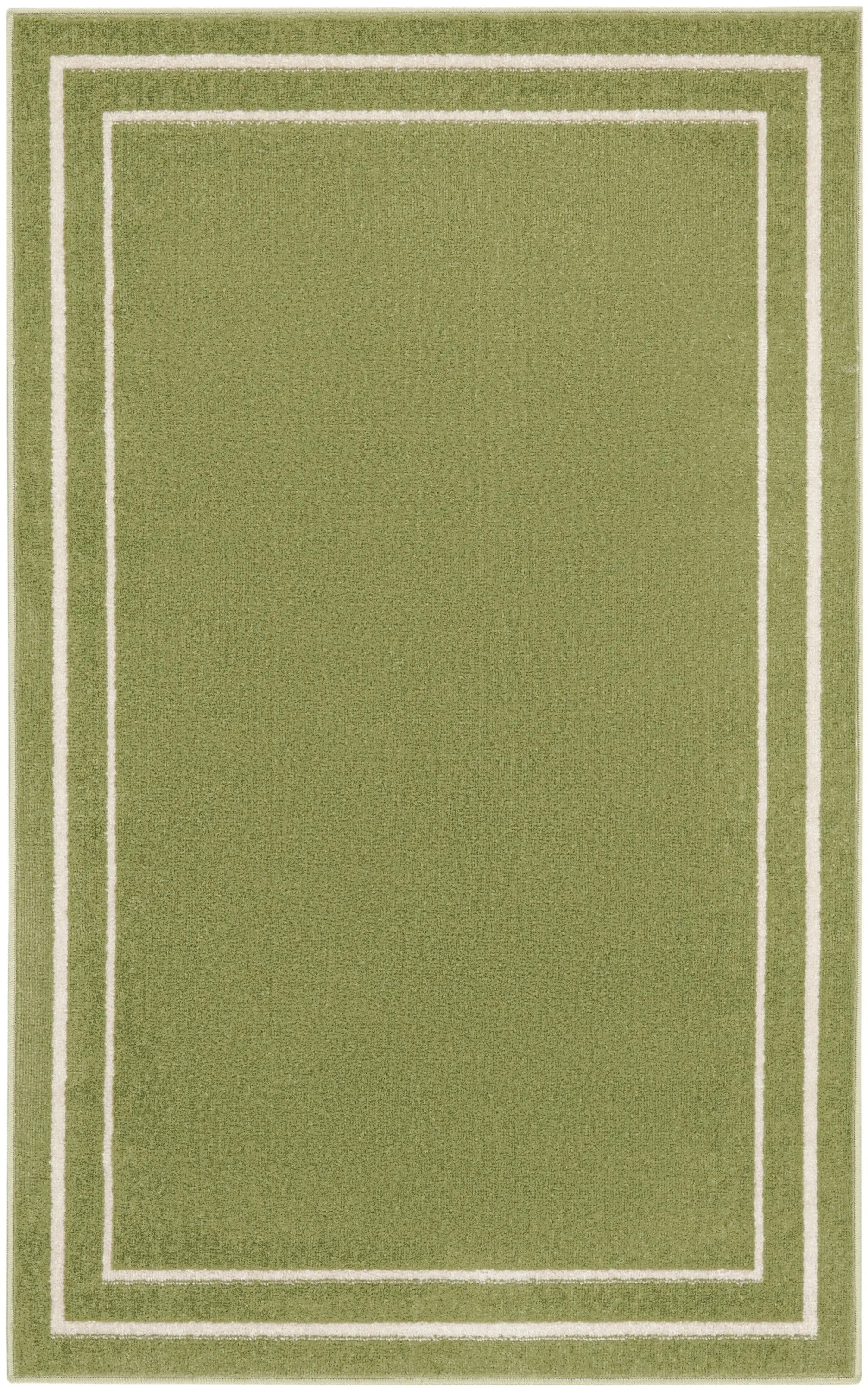 3' X 5' Green And Ivory Indoor Outdoor Area Rug Homeroots Outdoor