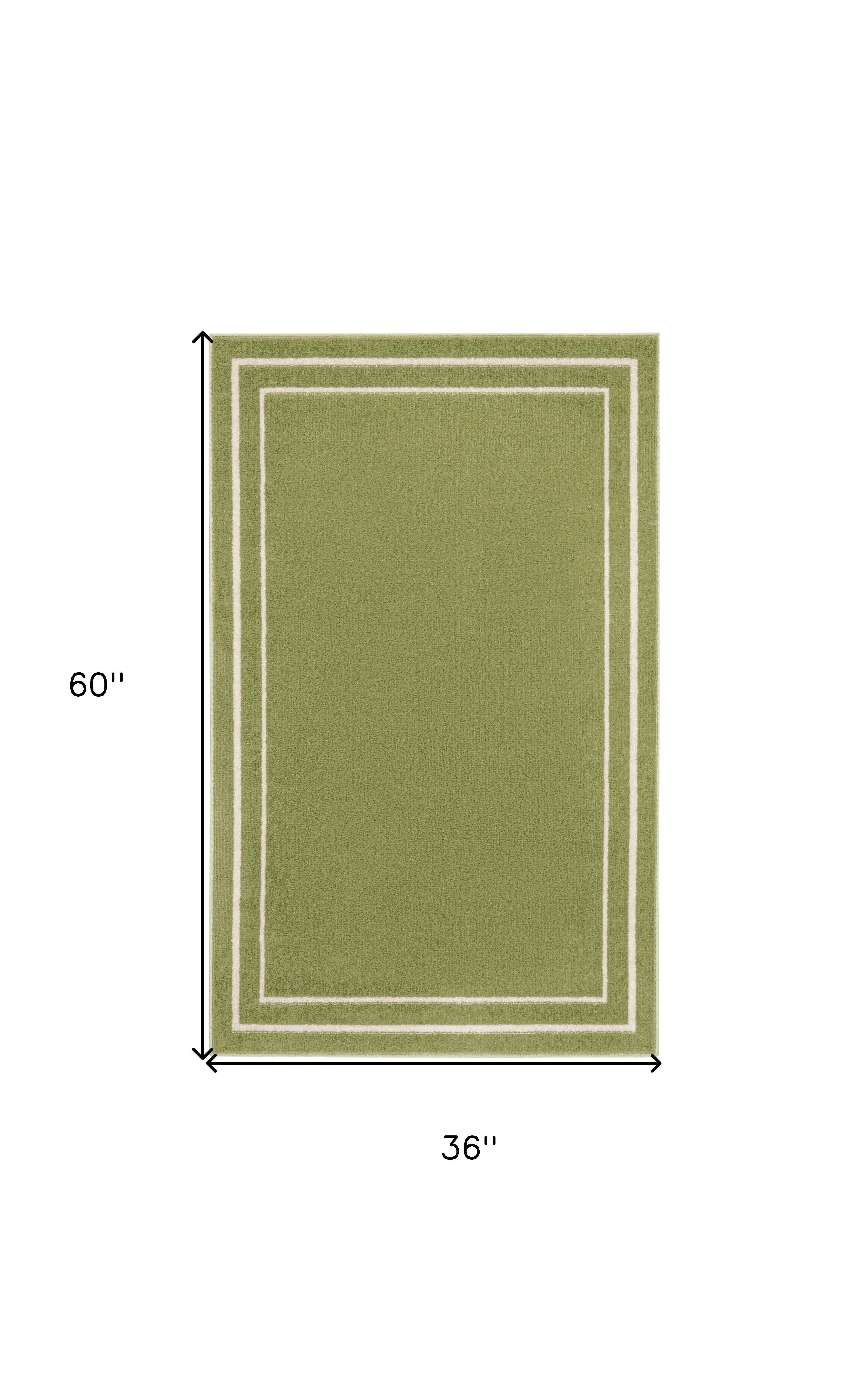 3' X 5' Green And Ivory Indoor Outdoor Area Rug Homeroots Outdoor