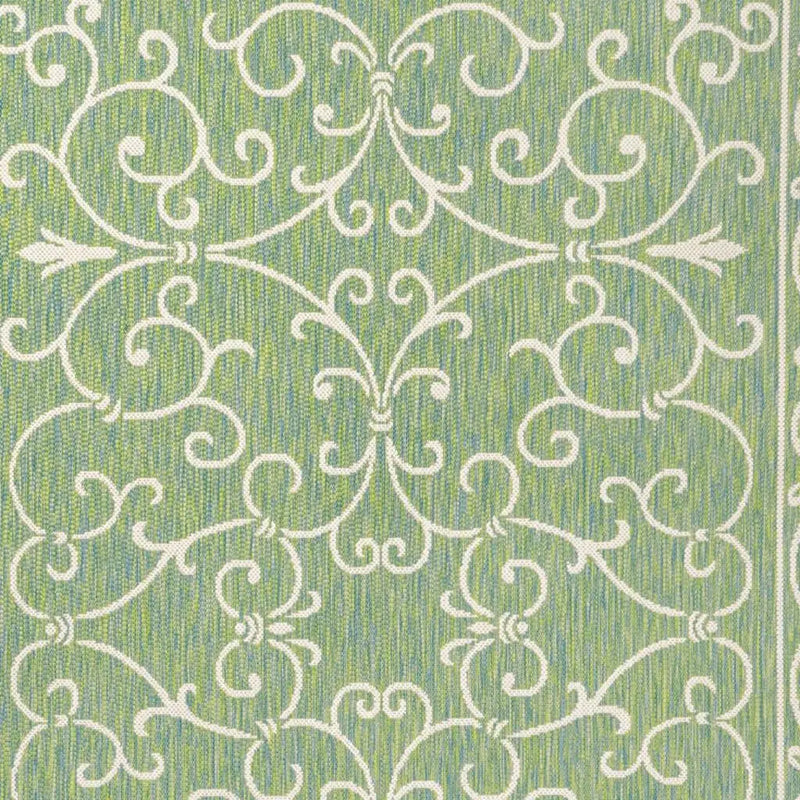3' X 5' Green And Ivory Medallion Indoor Outdoor Area Rug Homeroots Outdoor