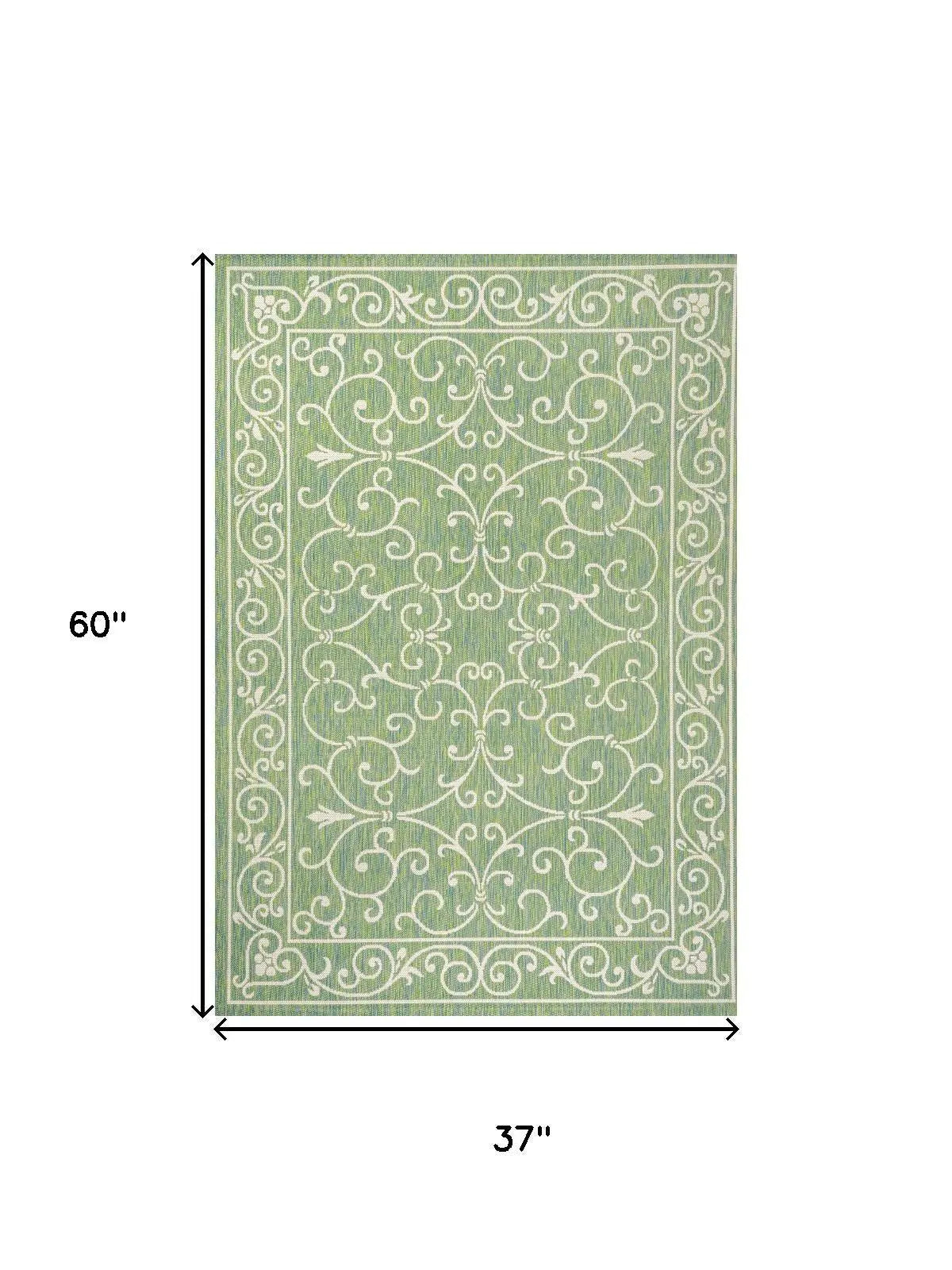 3' X 5' Green And Ivory Medallion Indoor Outdoor Area Rug Homeroots Outdoor