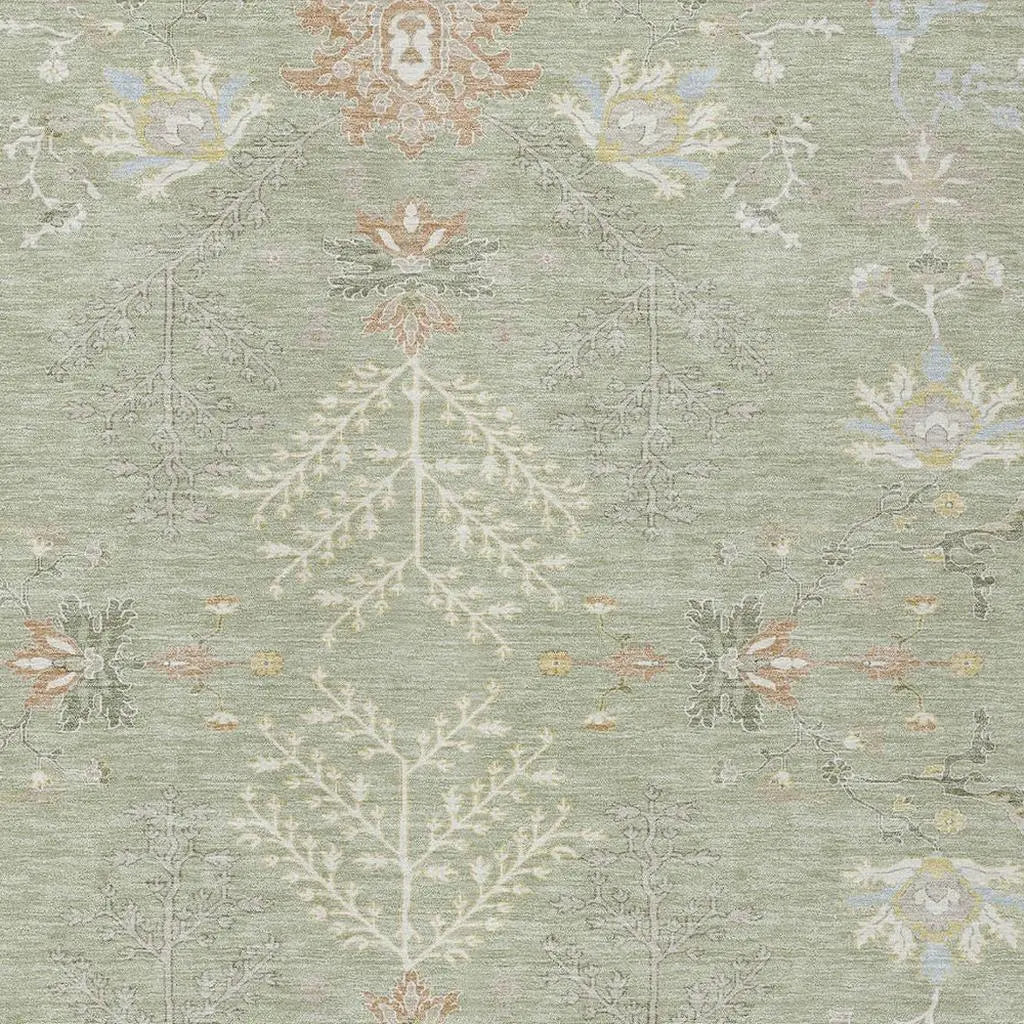3' X 5' Green And Ivory Oriental Washable Indoor Outdoor Area Rug Homeroots Outdoor