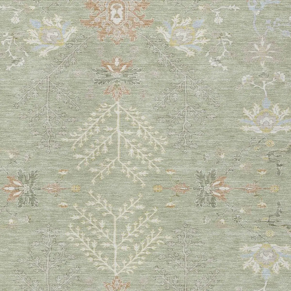 3' X 5' Green And Ivory Oriental Washable Indoor Outdoor Area Rug Homeroots Outdoor