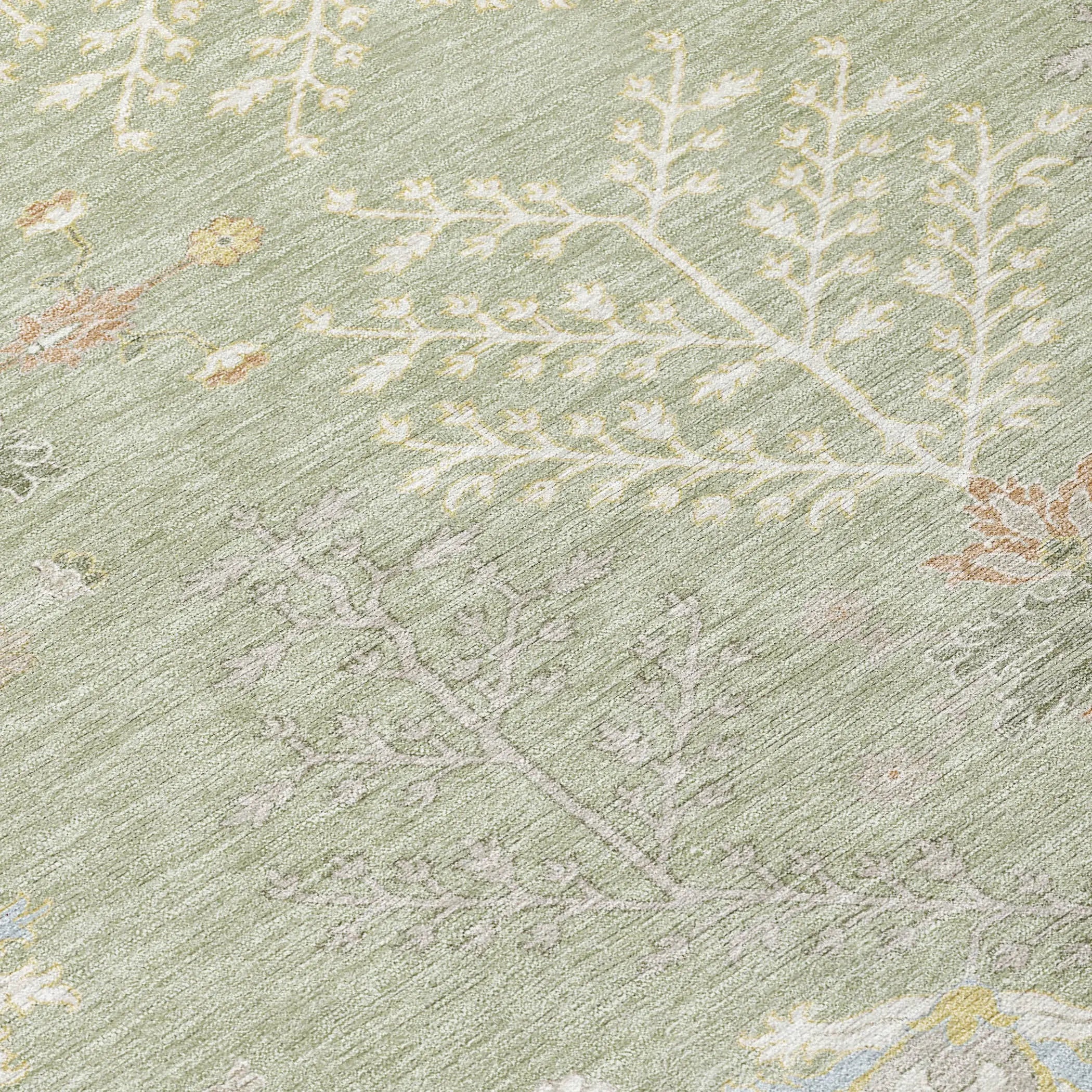 3' X 5' Green And Ivory Oriental Washable Indoor Outdoor Area Rug Homeroots Outdoor