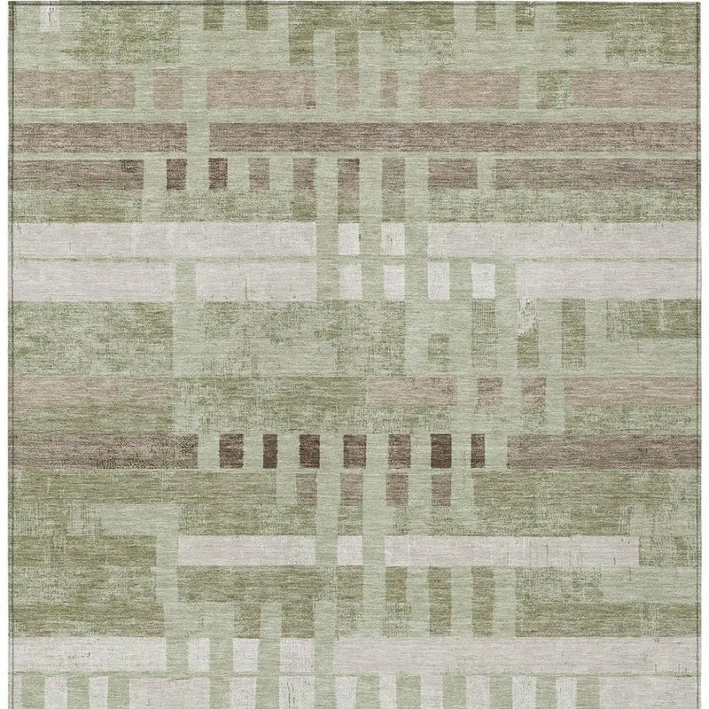 3' X 5' Green And Ivory Striped Washable Indoor Outdoor Area Rug Homeroots Outdoor