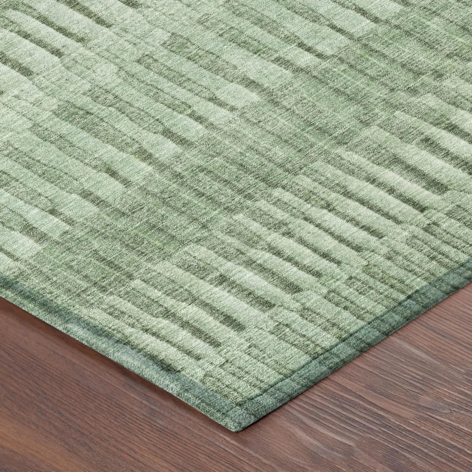 3' X 5' Green And Ivory Striped Washable Indoor Outdoor Area Rug Homeroots Outdoor