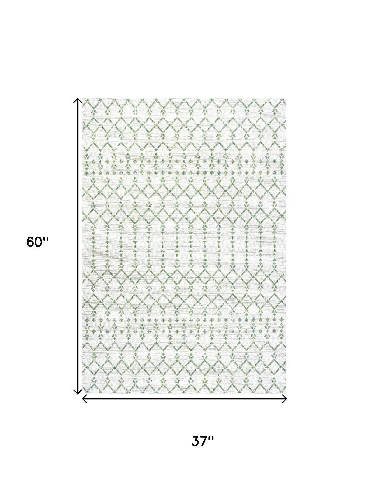 3' X 5' Green And Ivory Trellis Indoor Outdoor Area Rug Homeroots Outdoor