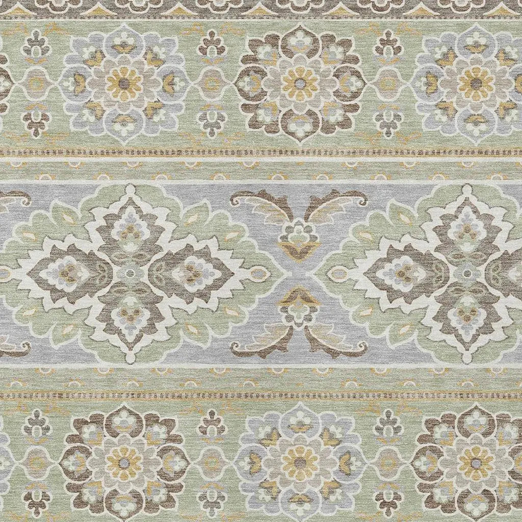 3' X 5' Green And Ivory Tribal Washable Indoor Outdoor Area Rug Homeroots Outdoor