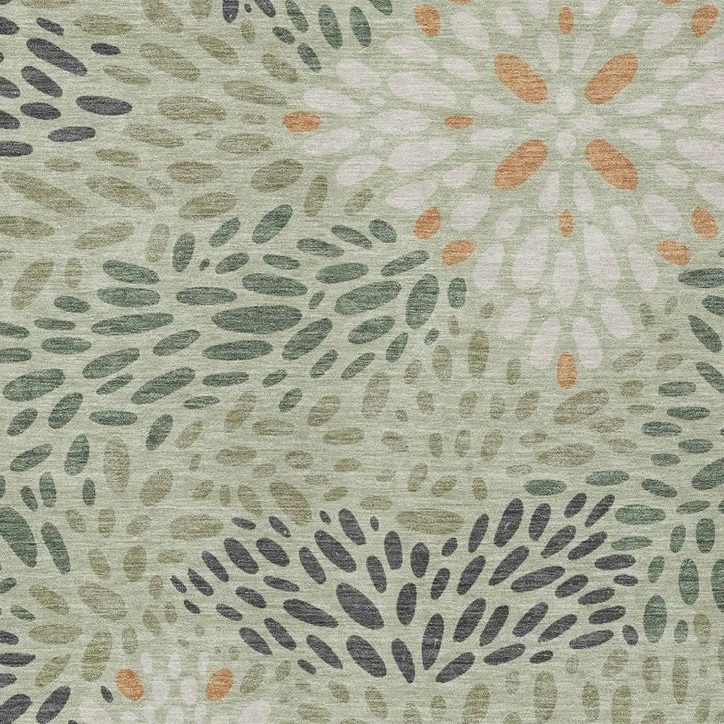 3' X 5' Green And Khaki Abstract Washable Indoor Outdoor Area Rug Homeroots Outdoor