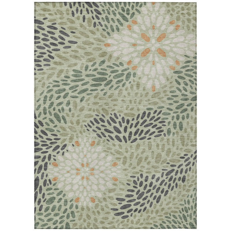 3' X 5' Green And Khaki Abstract Washable Indoor Outdoor Area Rug Homeroots Outdoor