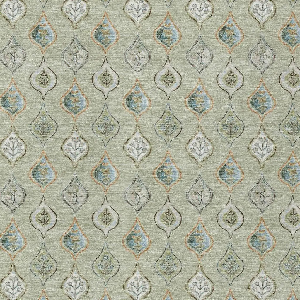 3' X 5' Green And Khaki Floral Washable Indoor Outdoor Area Rug Homeroots Outdoor