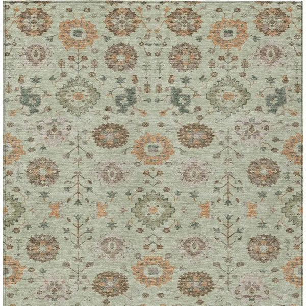 3' X 5' Green And Khaki Geometric Washable Indoor Outdoor Area Rug Homeroots Outdoor