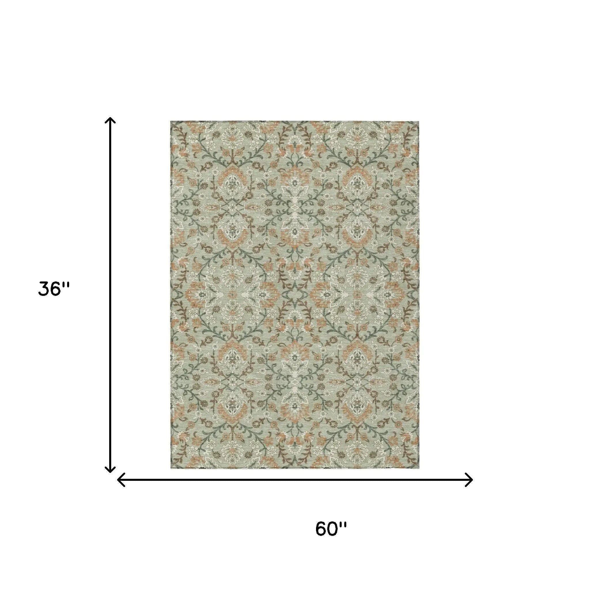 3' X 5' Green And Khaki Geometric Washable Indoor Outdoor Area Rug Homeroots Outdoor