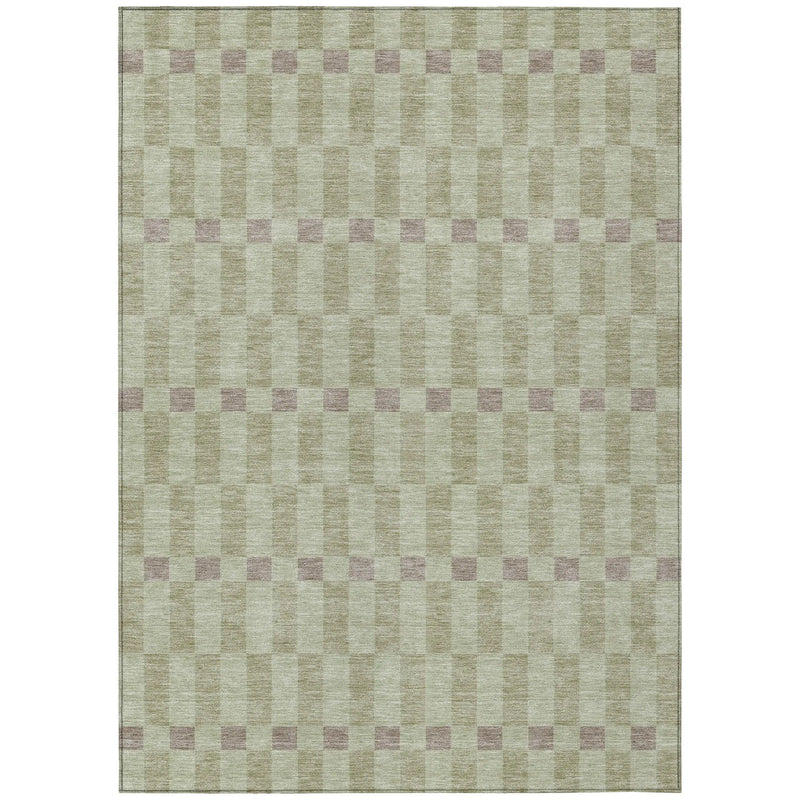 3' X 5' Green And Khaki Geometric Washable Indoor Outdoor Area Rug Homeroots Outdoor