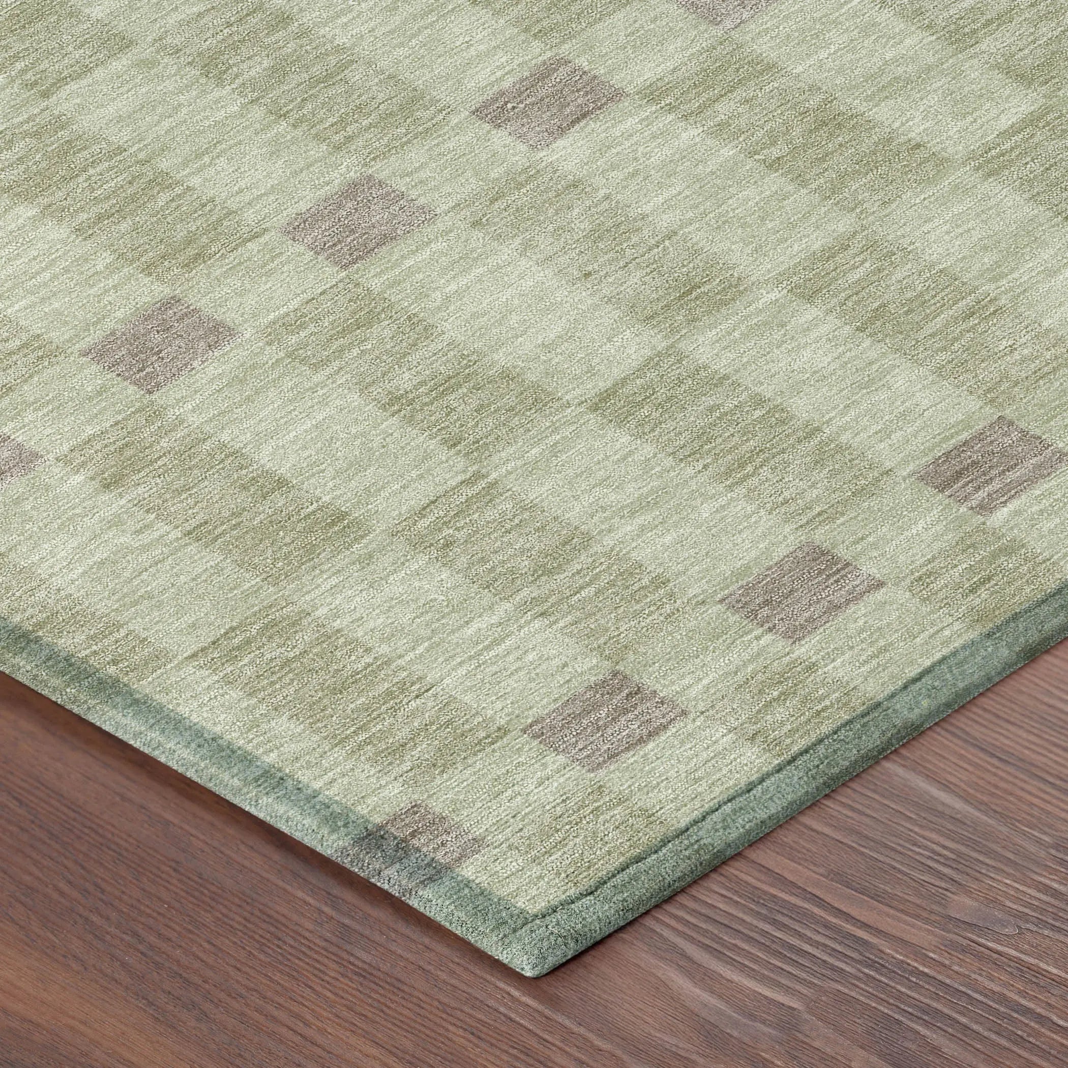 3' X 5' Green And Khaki Geometric Washable Indoor Outdoor Area Rug Homeroots Outdoor