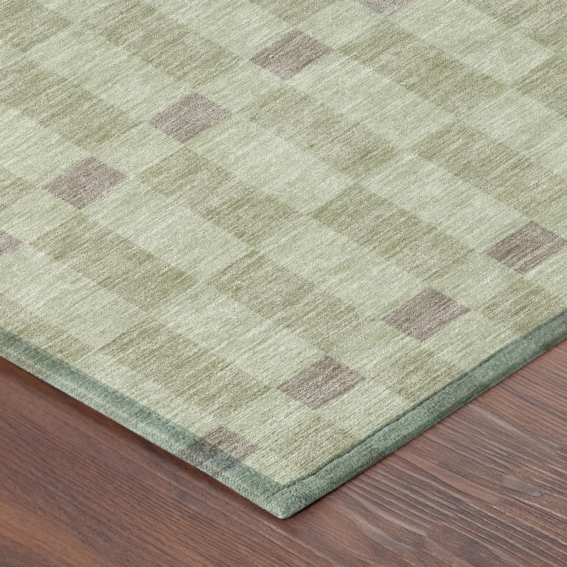 3' X 5' Green And Khaki Geometric Washable Indoor Outdoor Area Rug Homeroots Outdoor