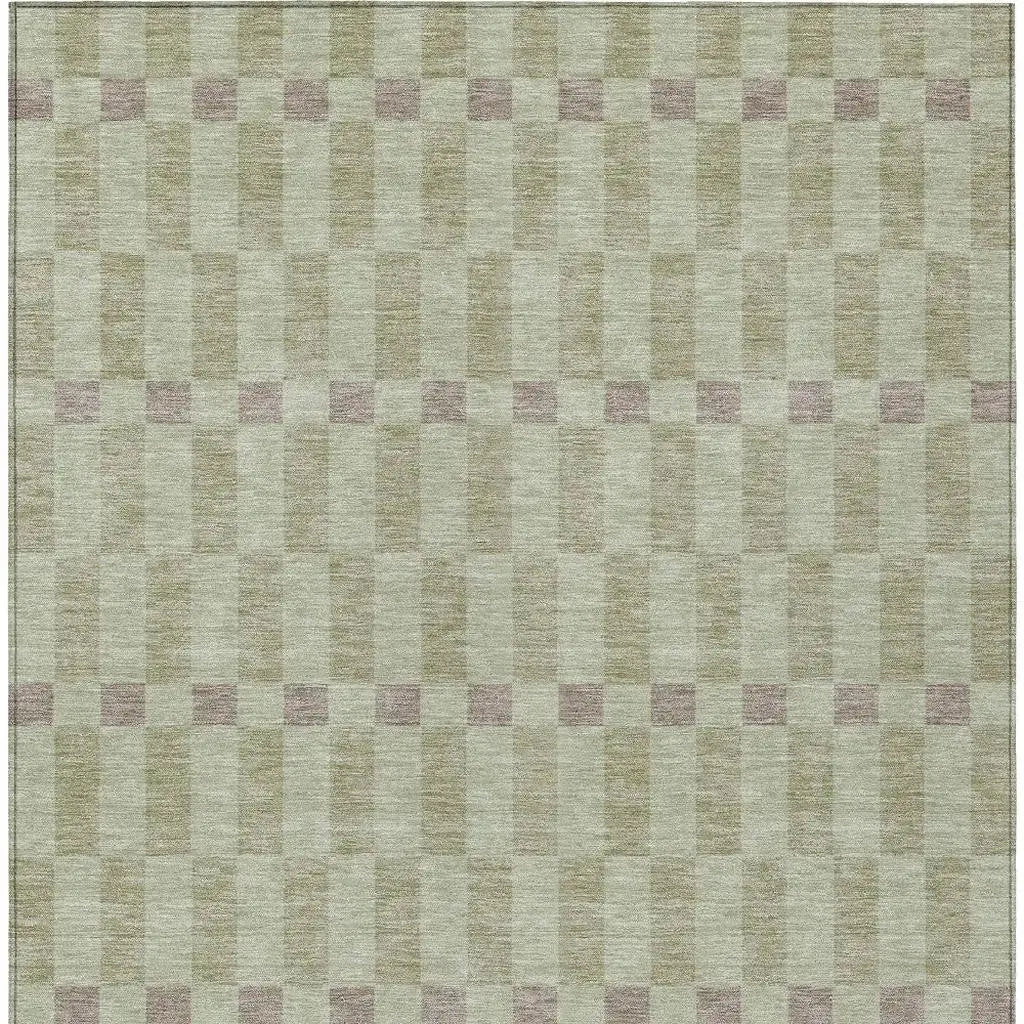 3' X 5' Green And Khaki Geometric Washable Indoor Outdoor Area Rug Homeroots Outdoor