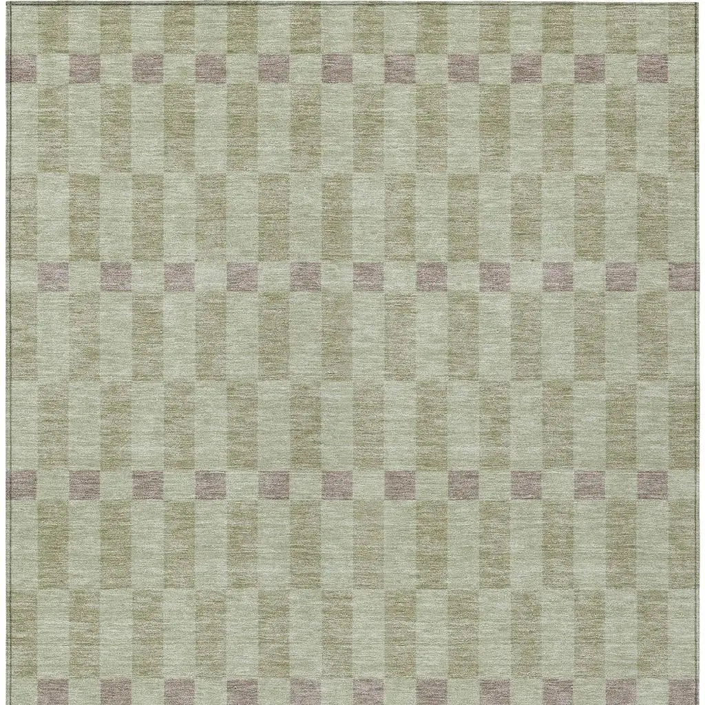 3' X 5' Green And Khaki Geometric Washable Indoor Outdoor Area Rug Homeroots Outdoor