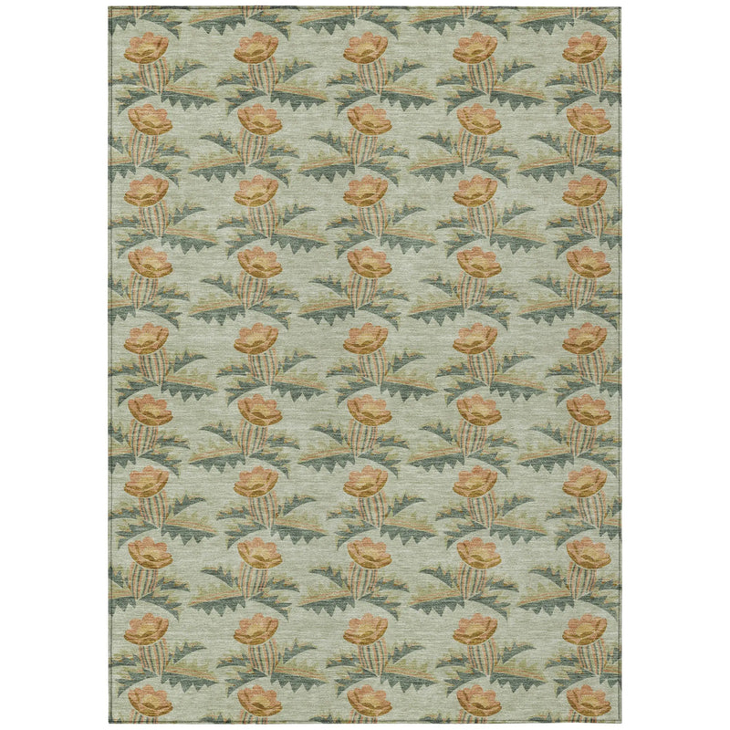 3' X 5' Green And Lavender Floral Washable Indoor Outdoor Area Rug Homeroots Outdoor