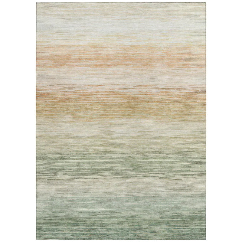 3' X 5' Green And Linen Striped Washable Indoor Outdoor Area Rug Homeroots Outdoor