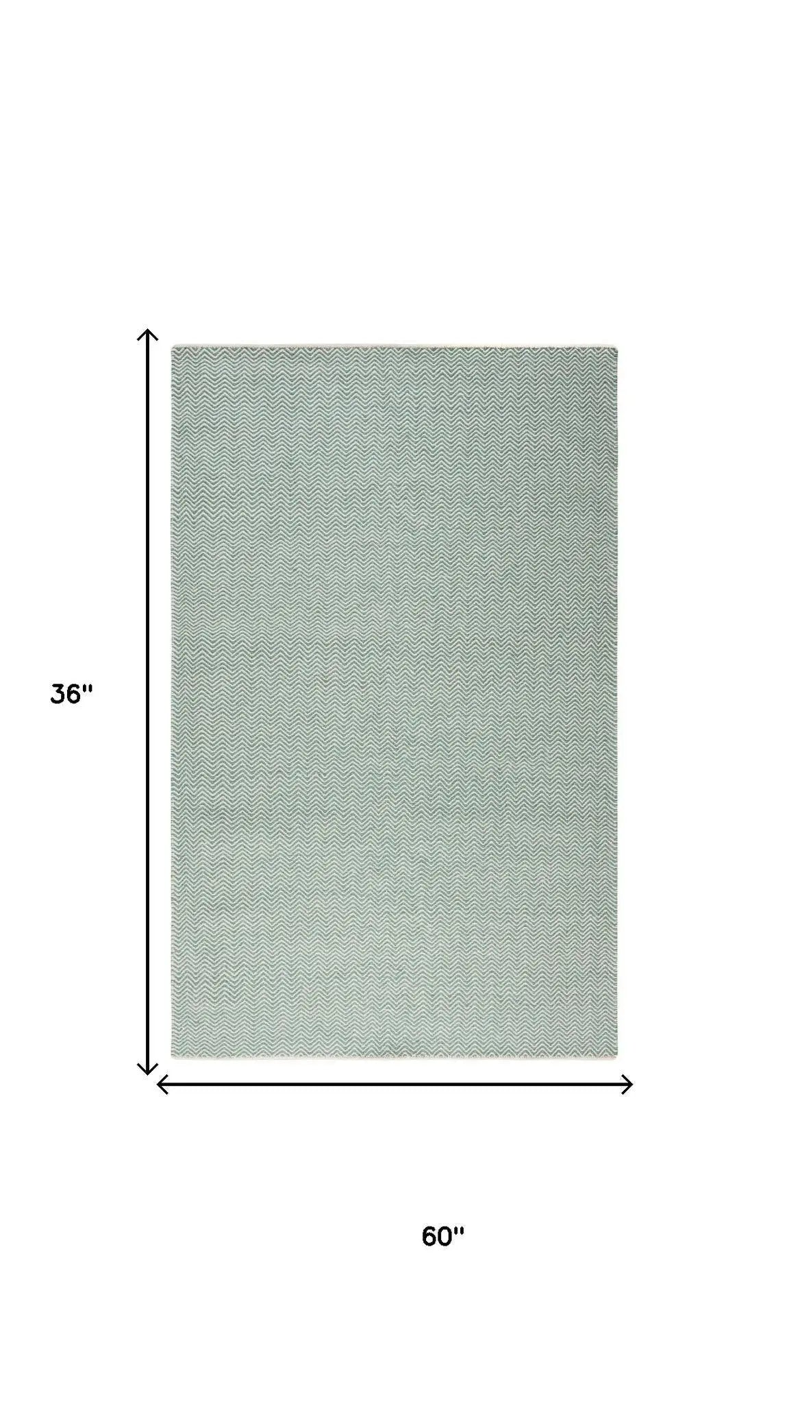 3' X 5' Green And Off White Wool Chevron Hand Woven Area Rug Homeroots Home Decor