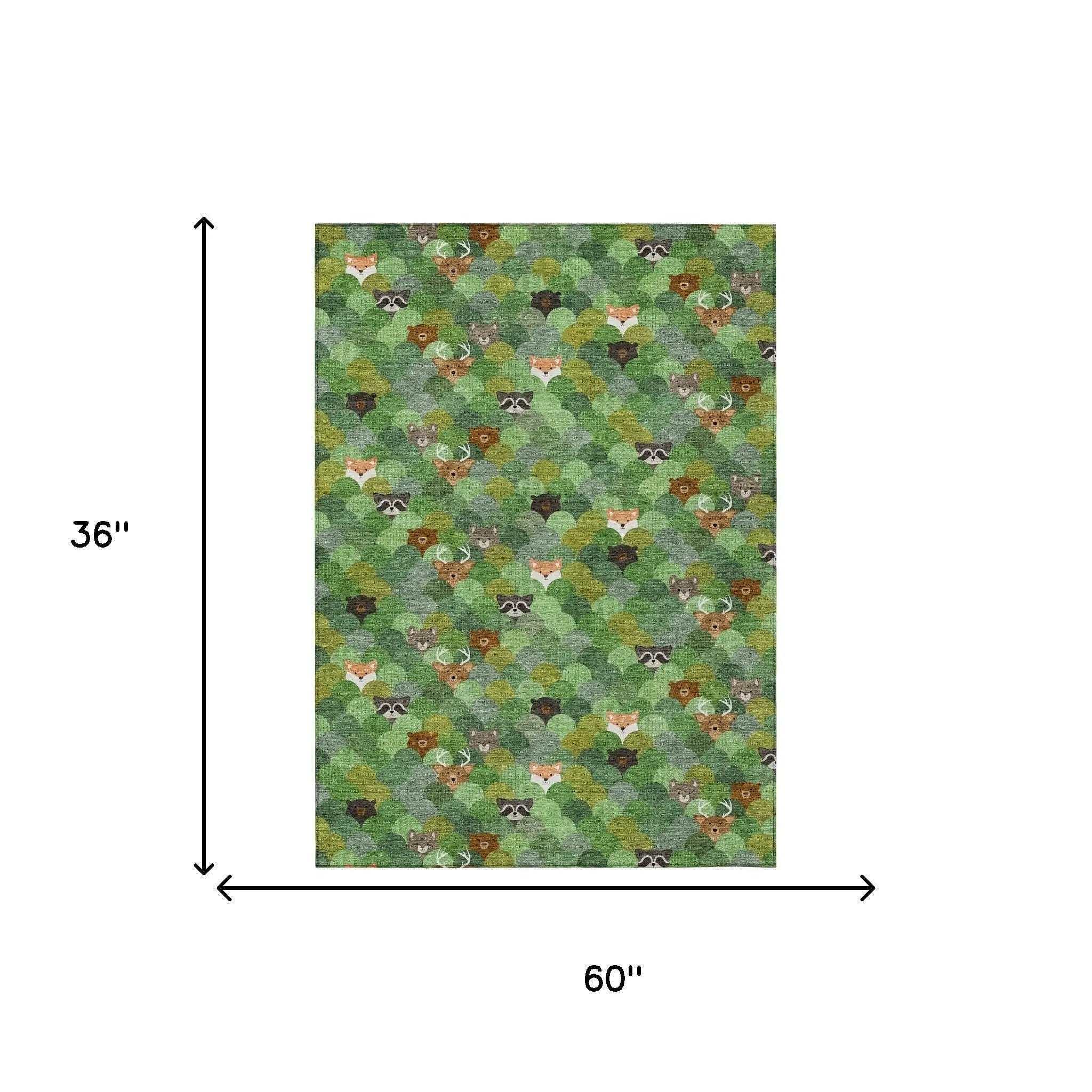 3' X 5' Green And Olive Green Cactus Washable Indoor Outdoor Area Rug Homeroots Outdoor