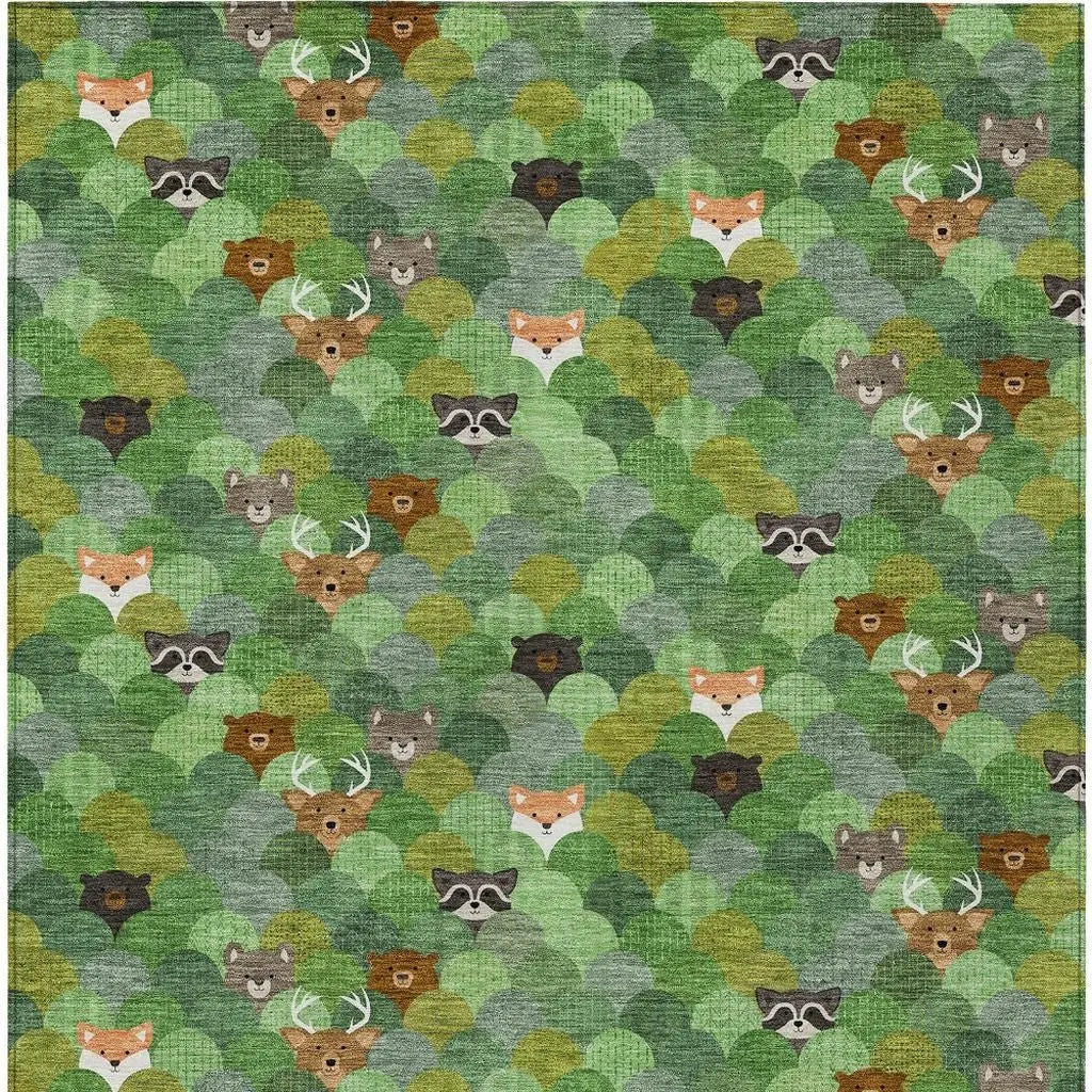 3' X 5' Green And Olive Green Cactus Washable Indoor Outdoor Area Rug Homeroots Outdoor
