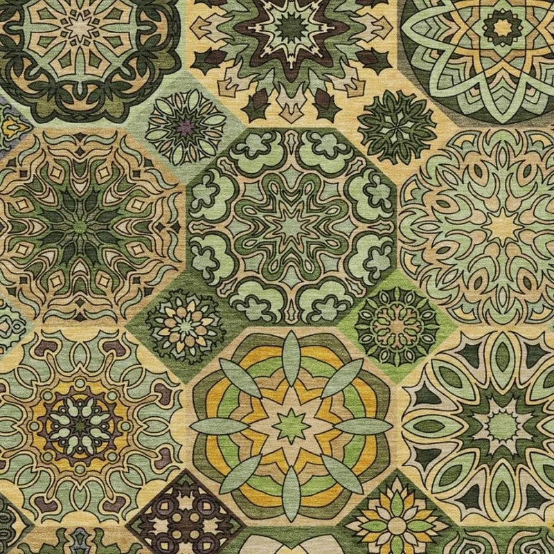 3' X 5' Green And Olive Green Patchwork Washable Indoor Outdoor Area Rug Homeroots Outdoor