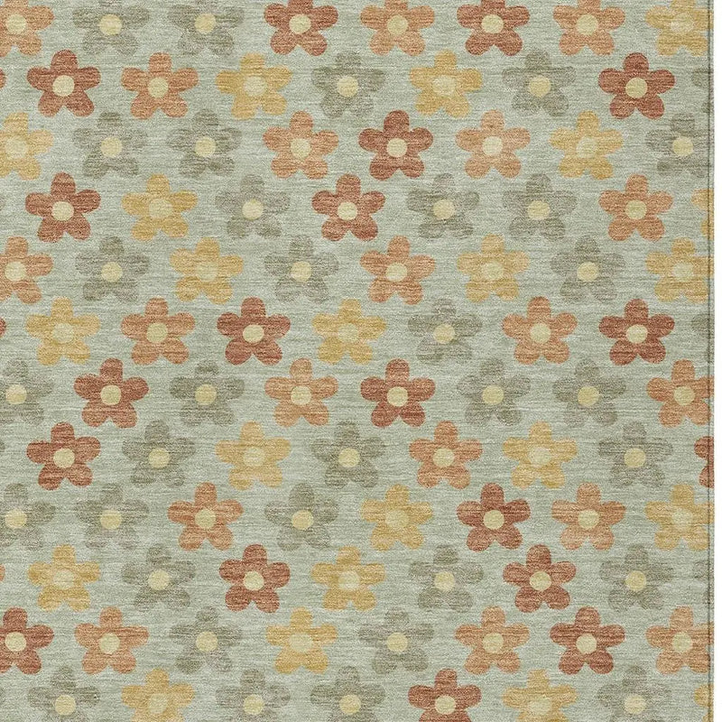 3' X 5' Green And Orange Floral Washable Indoor Outdoor Area Rug Homeroots Outdoor