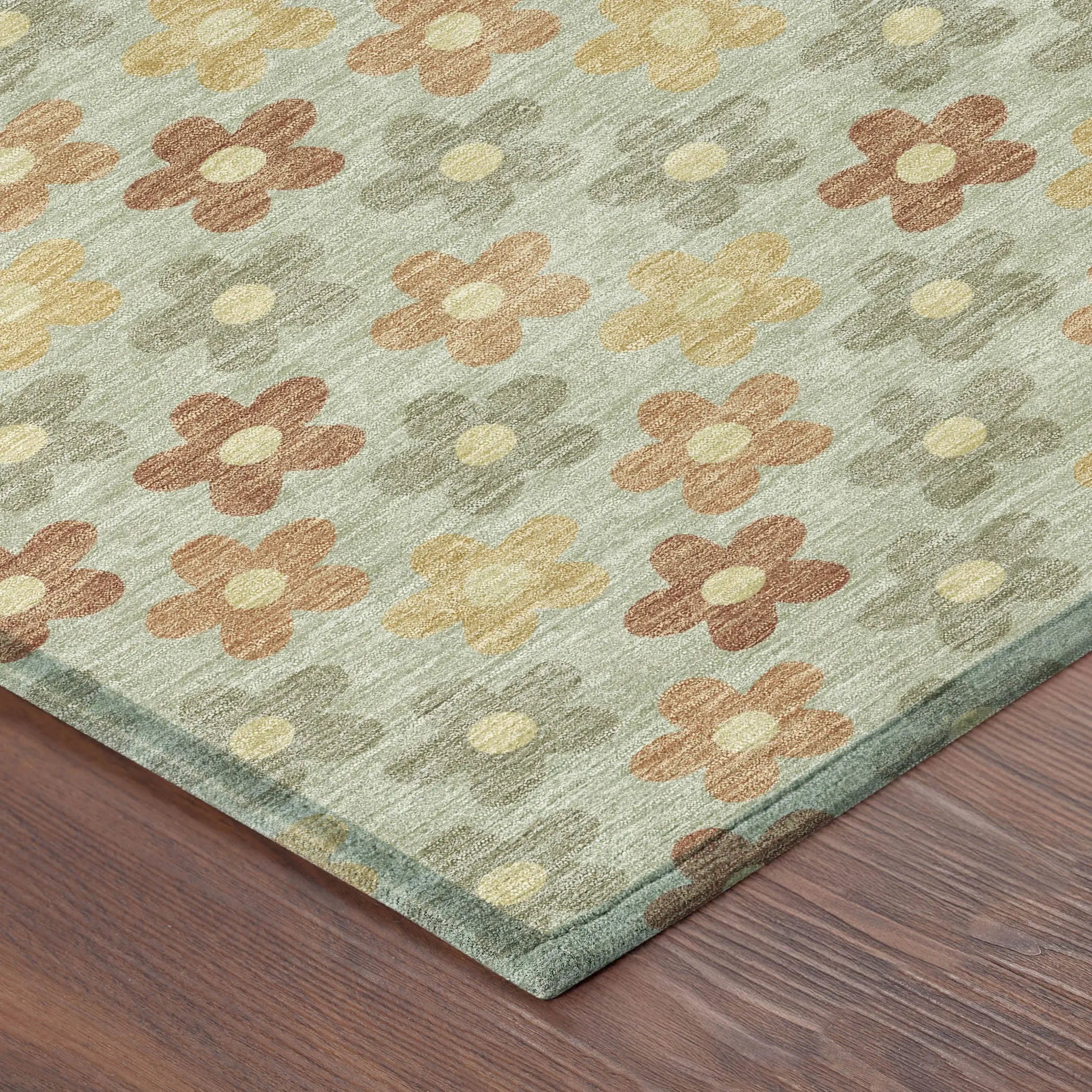 3' X 5' Green And Orange Floral Washable Indoor Outdoor Area Rug Homeroots Outdoor