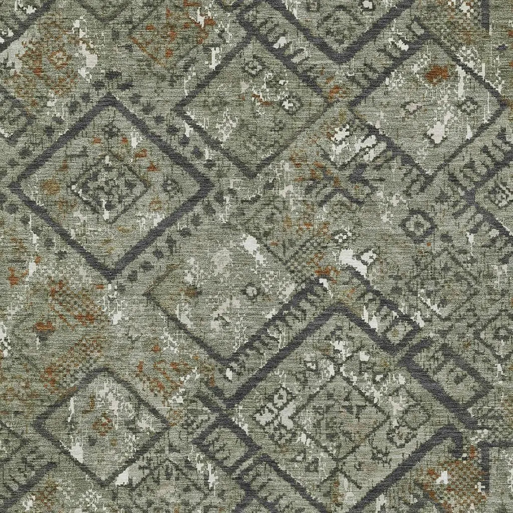 3' X 5' Green And Orange Geometric Washable Indoor Outdoor Area Rug Homeroots Outdoor