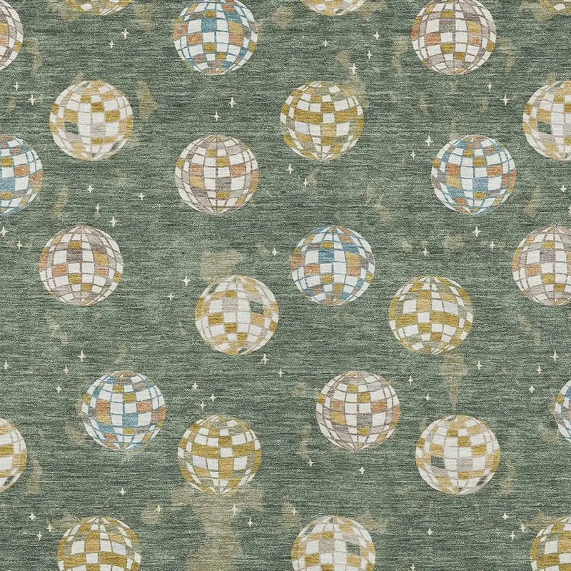 3' X 5' Green And Pearl Geometric Washable Indoor Outdoor Area Rug Homeroots Outdoor