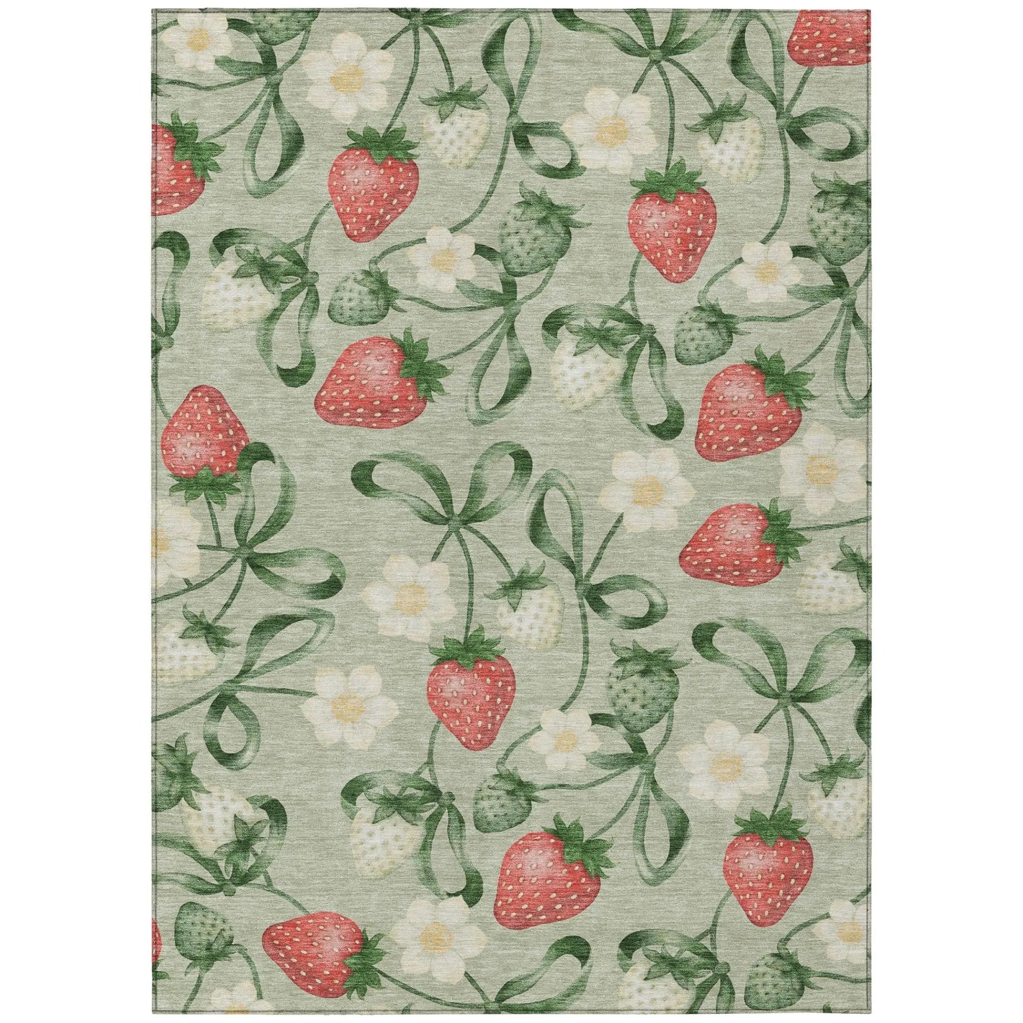 3' X 5' Green And Red Floral Washable Indoor Outdoor Area Rug Homeroots Outdoor