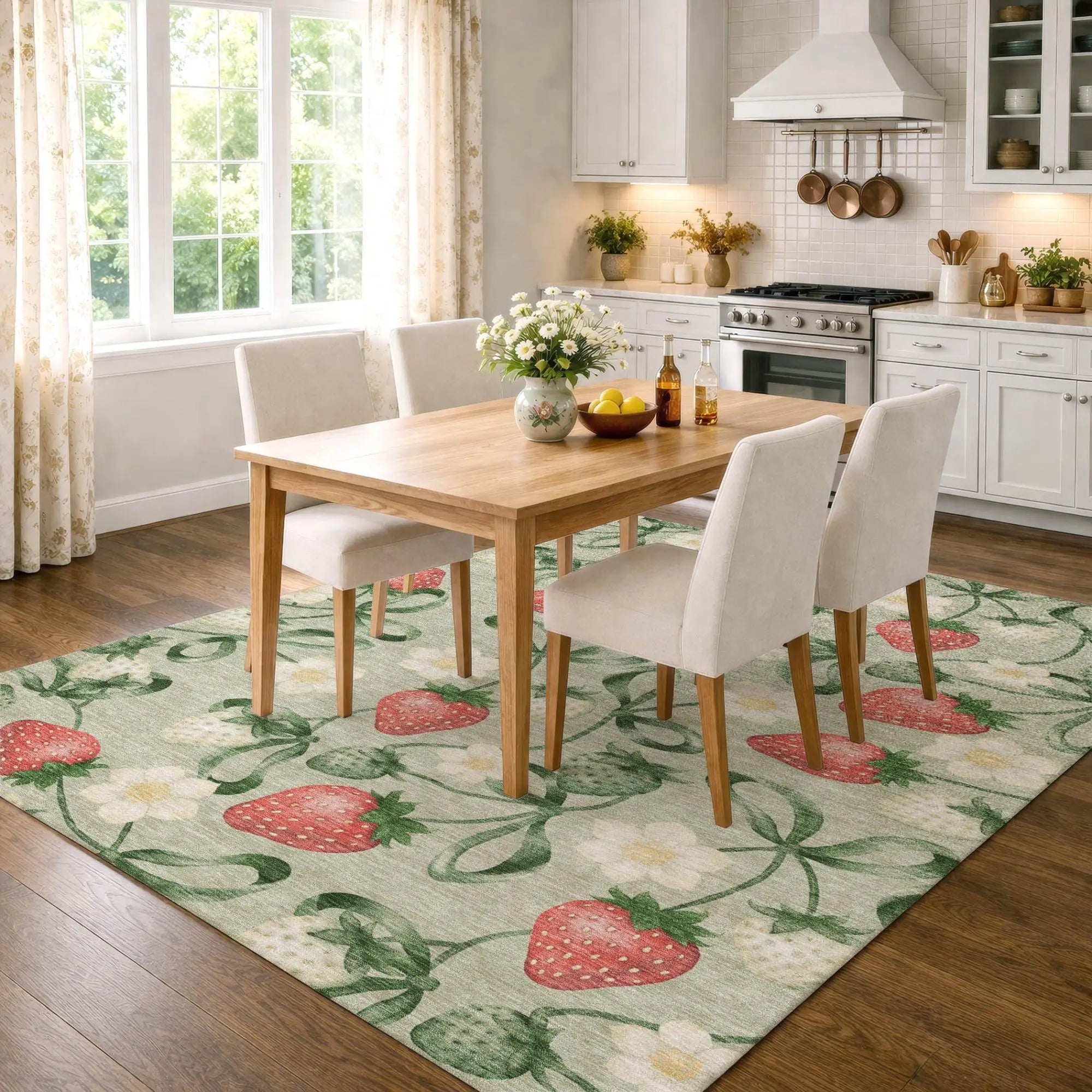 3' X 5' Green And Red Floral Washable Indoor Outdoor Area Rug Homeroots Outdoor