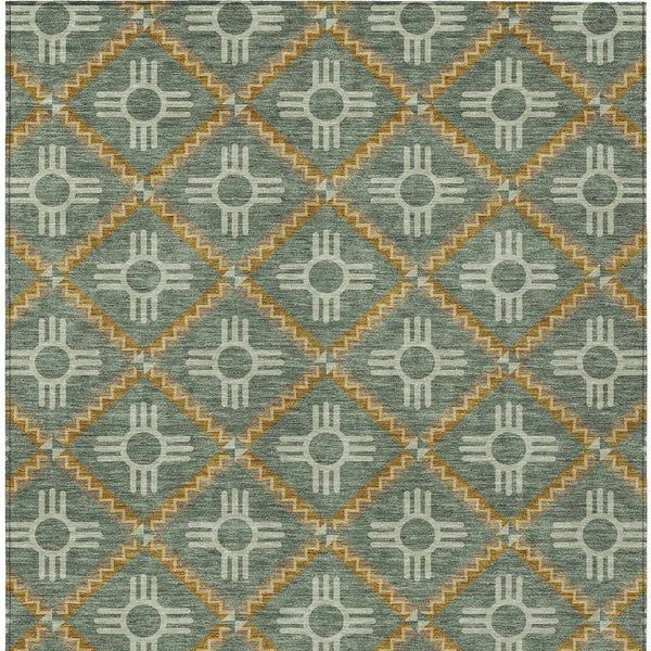 3' X 5' Green And Red Geometric Washable Indoor Outdoor Area Rug Homeroots Outdoor