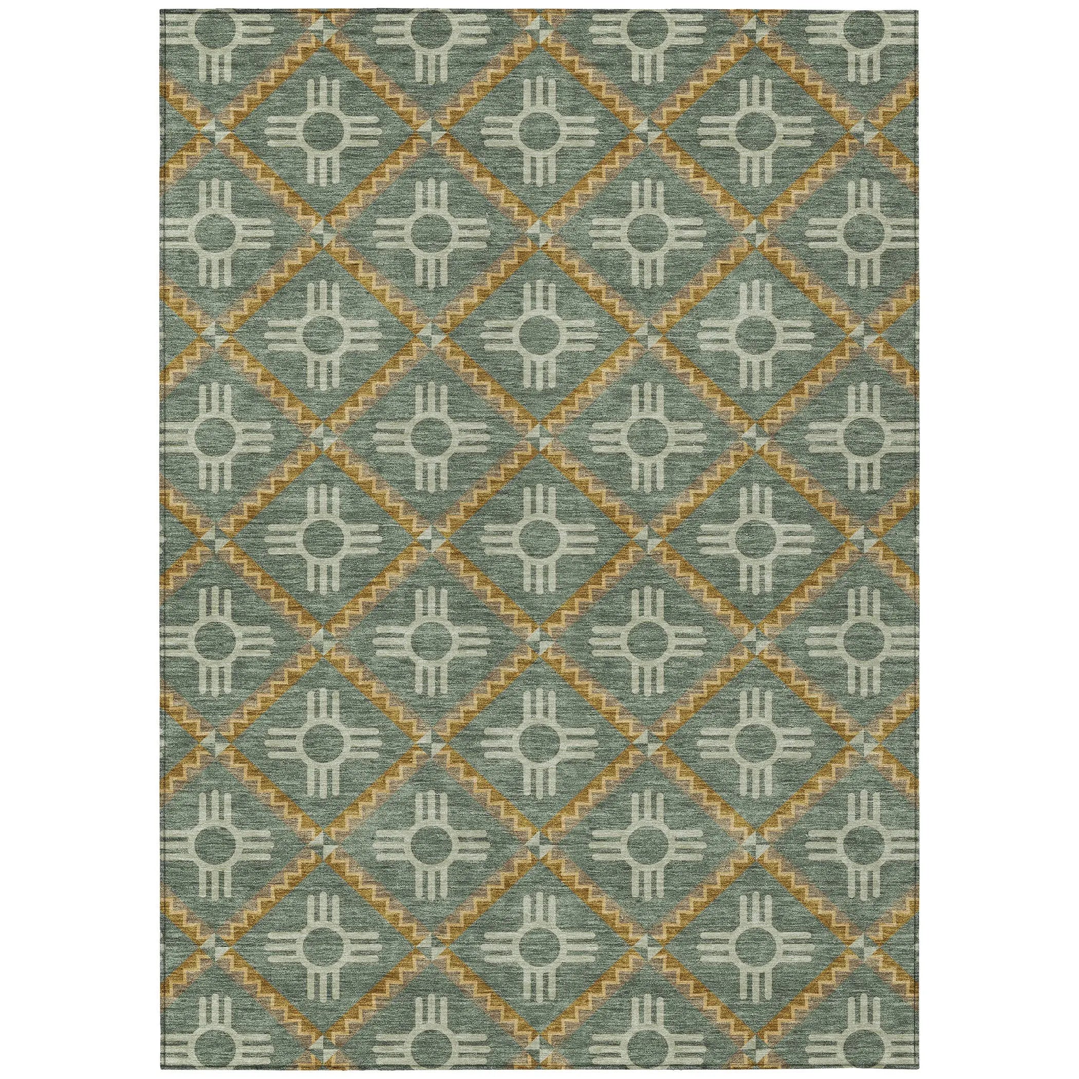 3' X 5' Green And Red Geometric Washable Indoor Outdoor Area Rug Homeroots Outdoor