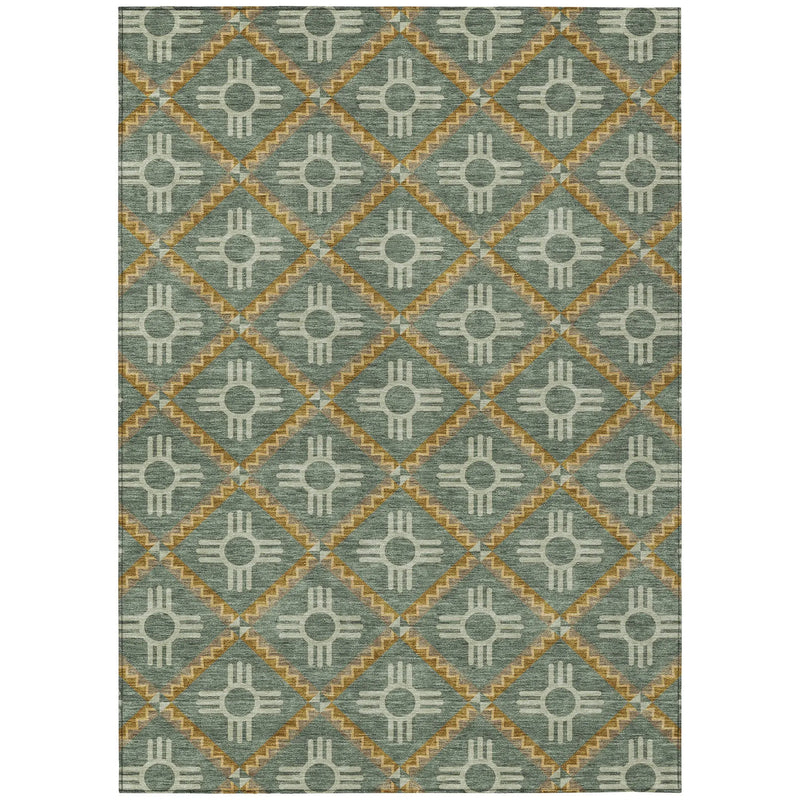 3' X 5' Green And Red Geometric Washable Indoor Outdoor Area Rug Homeroots Outdoor
