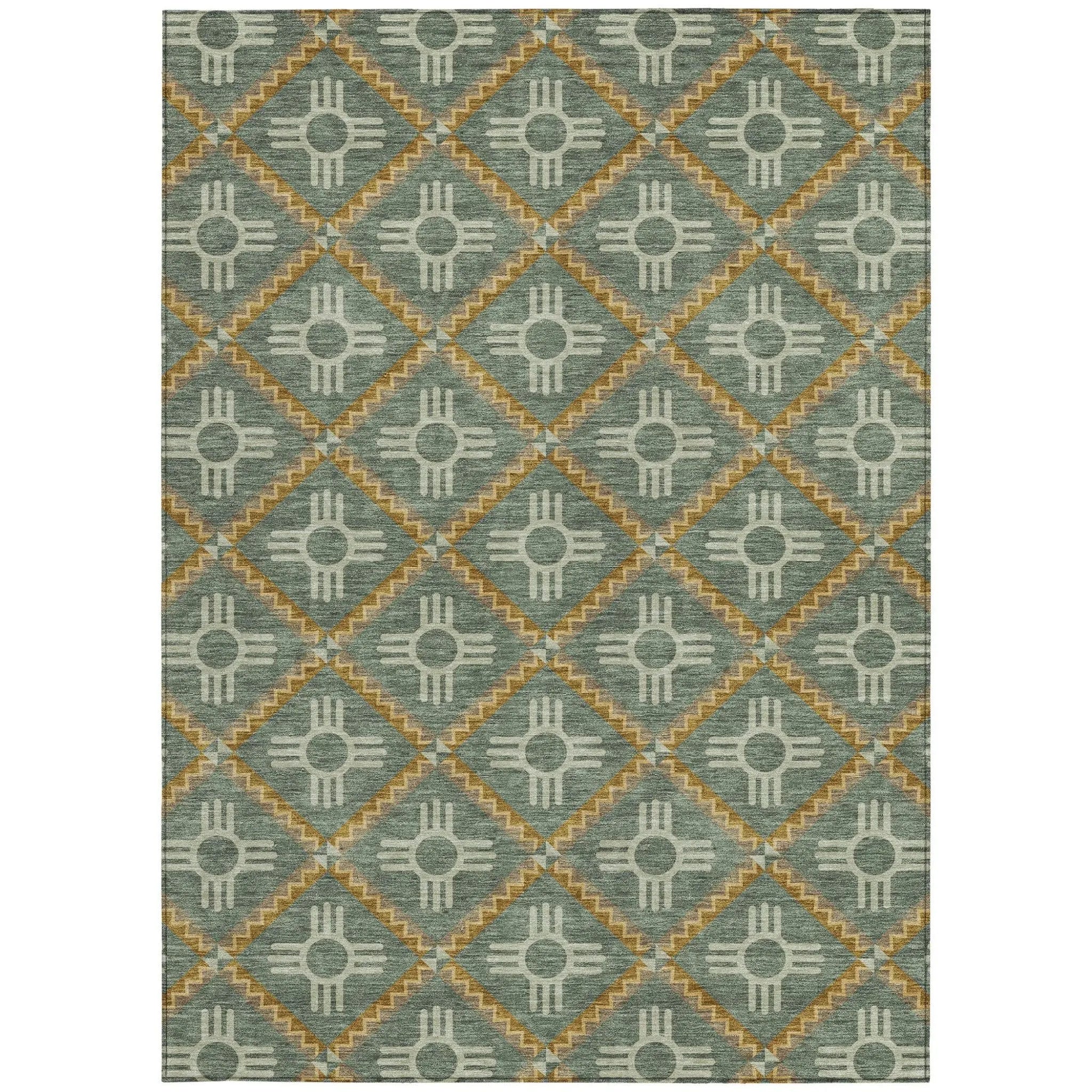 3' X 5' Green And Red Geometric Washable Indoor Outdoor Area Rug Homeroots Outdoor
