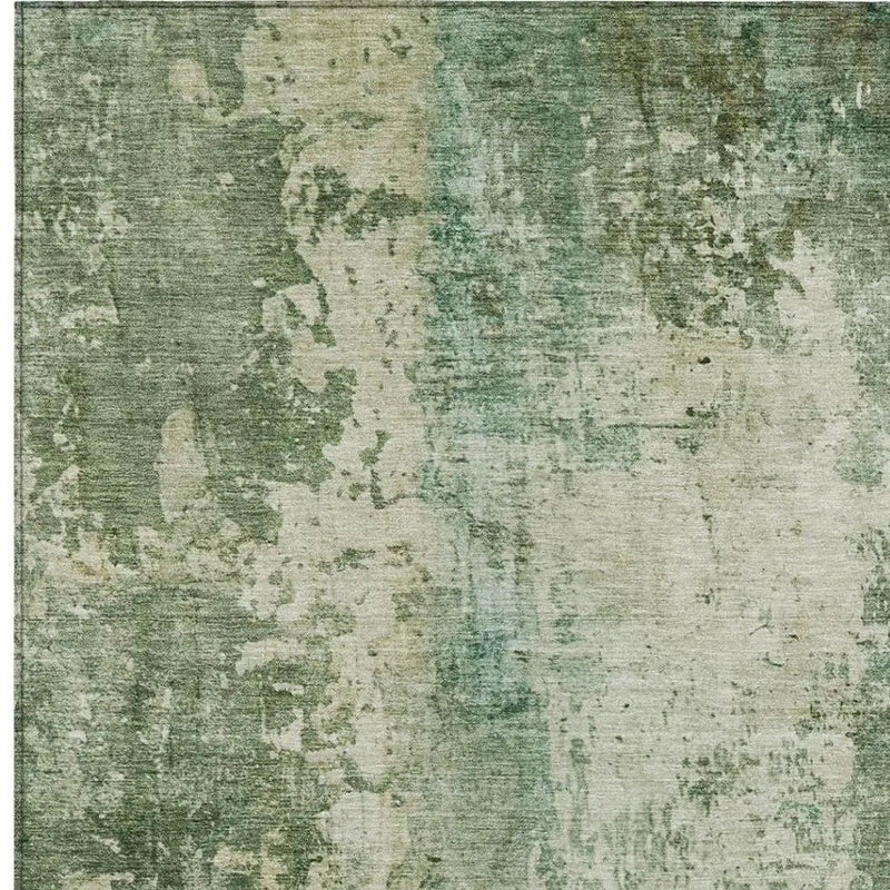 3' X 5' Green And Sage Abstract Washable Indoor Outdoor Area Rug Homeroots Outdoor