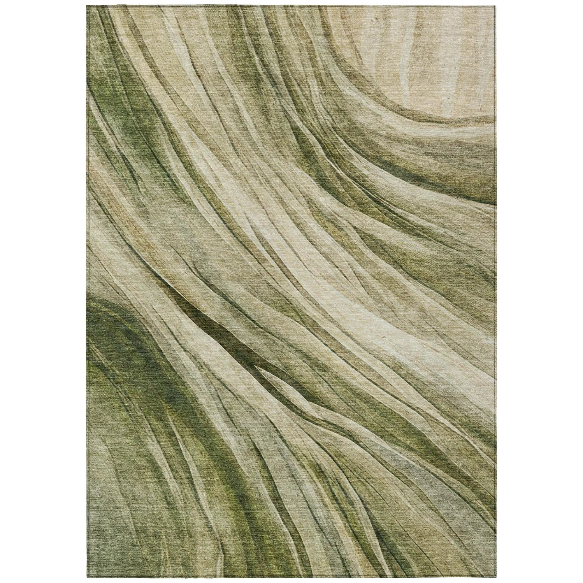 3' X 5' Green And Sage Abstract Washable Indoor Outdoor Area Rug Homeroots Outdoor