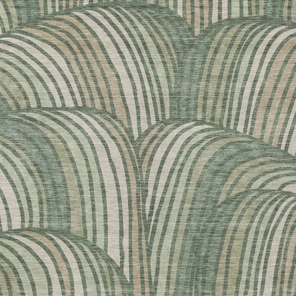 3' X 5' Green And Sage Abstract Washable Indoor Outdoor Area Rug Homeroots Outdoor