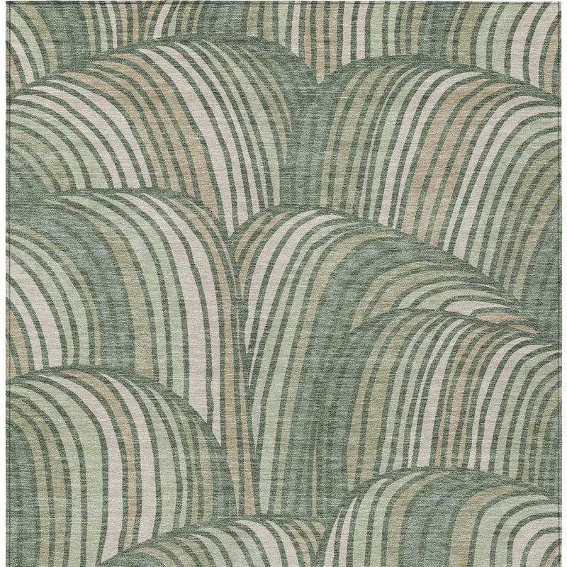 3' X 5' Green And Sage Abstract Washable Indoor Outdoor Area Rug Homeroots Outdoor