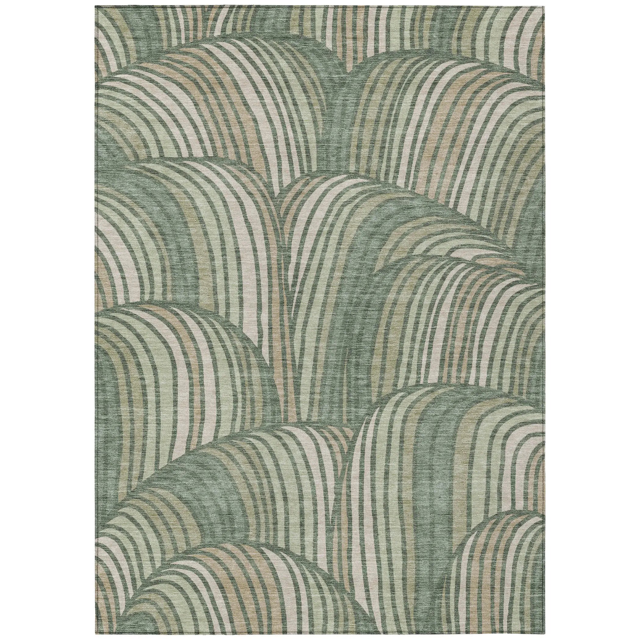3' X 5' Green And Sage Abstract Washable Indoor Outdoor Area Rug Homeroots Outdoor