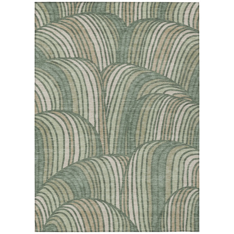 3' X 5' Green And Sage Abstract Washable Indoor Outdoor Area Rug Homeroots Outdoor